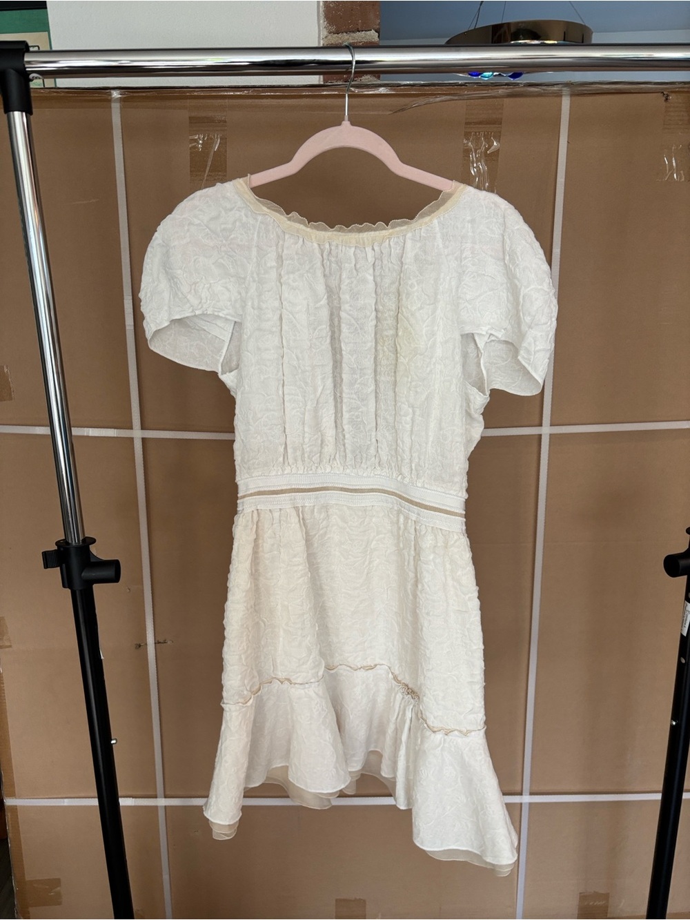 Nina Ricci Ivory Textured Mini Dress